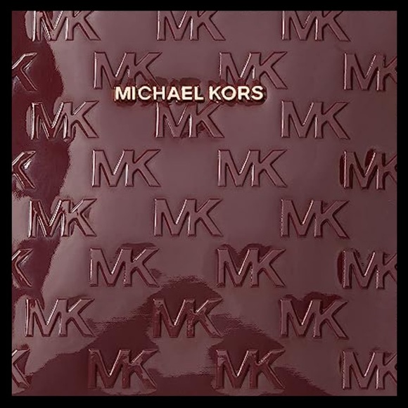 MICHAEL KORS Voyager East/West Tote Merlot With Brown MK Logo - Picture 3 of 16